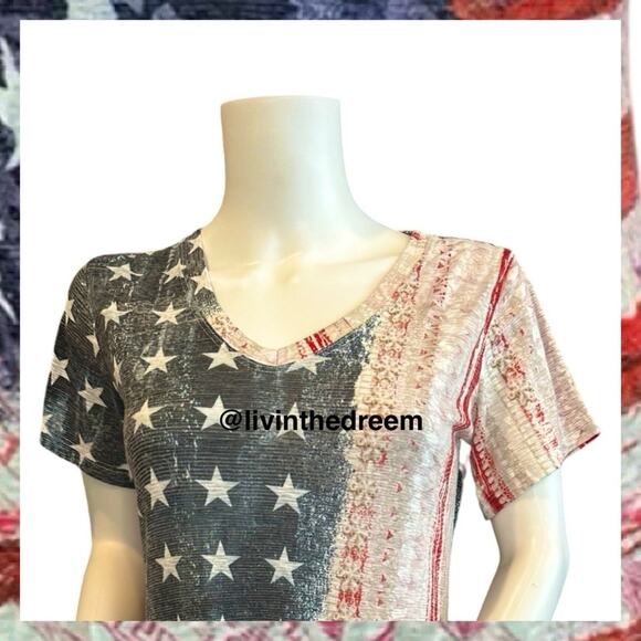 NWT David Cline V-Neck Short Sleeve T-Shirt Dress SZ Small Patriotic $119 - Picture 11 of 16